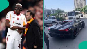 Osimhen Shows Off ₦810m Lamborghini in Lagos, 24 Hours After Liverpool Clash