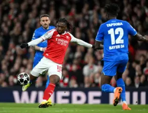 Arsenal advance to UCL quarters after Eze and Rice seal victory over Leverkusen