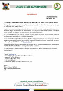 LIRS extends tax filing deadline to April 14