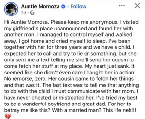 “She can’t even lie” – Man heartbroken as girlfriend sends cousin to pack her things...